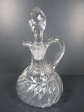 Vintage EAPG Glass Swirl Cruet Bottle Diamond Stopper